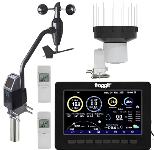 froggit HP1000SE PRO Black Version - Single Sensor Edition Radio Wifi Smart Stazione meteo con sensore esterno 7 in 1