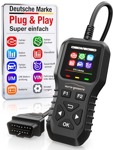 AutoGadgets24® OBD2 Diagnosegerät Auto alle Marken – Kfz Auslesegerät OBDII für Fahrzeuge ab 2008, Fehlercodes Auslesen & Löschen, Motorkontrollleuchte Zurücksetzen, Plug & Play, Deutsch + 11 Sprachen