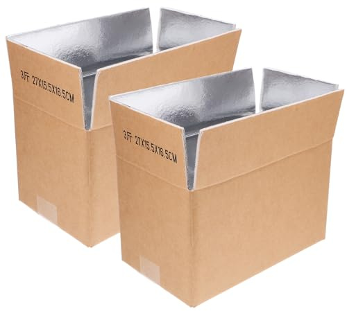 LALADEFIEE Wiederverwendbare Tiefkühlbox mit Aluminiumfolie Isolierte Versandkartons für Meeresfrüchte und Gefriergut 2 Stück