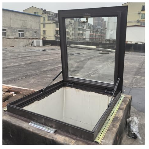 Trampilla de acero para tejado, Ventana de techo claraboya cristal manual 75x95 cm