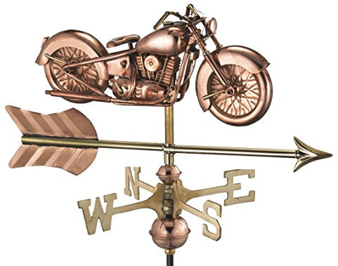 Good Directions pour Moto avec flèche Jardin Girouette en cuivre Pur avec Jardin Pole Moto avec flèche with Roof Mount Pure Copper with Roof Mount