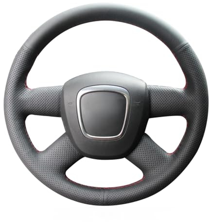 MEWANT Lenkradbezug für Audi A3 / A4 (B8) / A6 (C6) / Q5 / Q7 Hand Nähen Lenkradhülle aus Mikrofaser-Leder Lenkradschoner