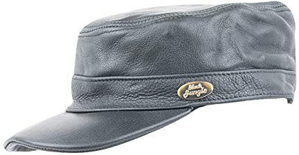 Black Jungle Castro Army Leder Cap - Military Biker Kappe, One-Size (Schwarz, Einheitsgröße)