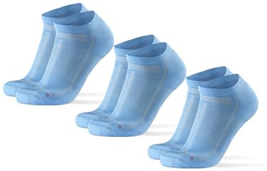 DANISH ENDURANCE Calcetines Cortos de Running, Antiampollas, Técnicos, Deporte, para Hombre y Mujer, 3 Pack, Azul Claro, 43-47