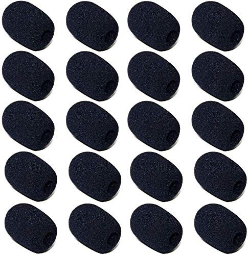 BEAUTYBIGBANG 2021 20PCS Anti-vent et anti-pop pour micros Microphone Bonnettes Mousse Microphone, Mini Microphone Casque Pare-brise Mousse cravate et microphones noir