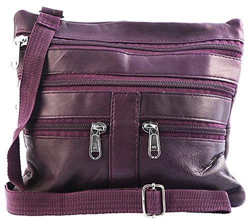 Steinmeister Unisex – Schultertasche Echt Leder Tasche 21x19x1 cm 3900009 (Lila)
