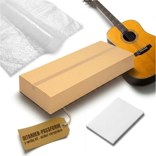 KK Verpackungen Gitarrenkarton 2-wellig | 1 Stück, 1180 x 475 x 165 mm | Versandkarton für Gitarre, Fefco 0201 Transportbox Wellpappe | Gitarrenversandkarton Versandverpackung
