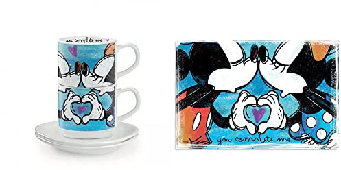 Egan PWM02I/B Set Tazze Caffe, Modello Sweet Love, Porcellana, Blu, 2 unità & LWM63/07B Set Tovagliette, Blu, 2 unità