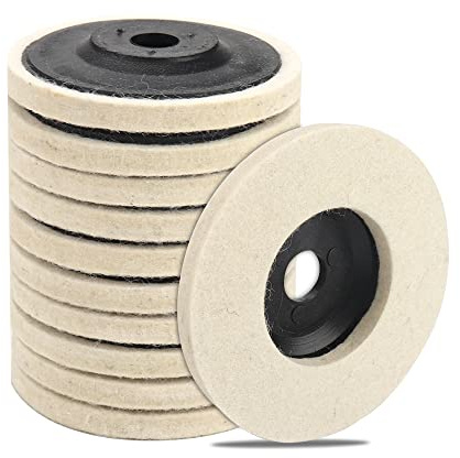 SI FANG 10Pcs Fine Wool Felt Polishing Wheel Angle Grinder Discs, 100mm 4in Buffing Pads for Compound Polishing Cleaning, Ceramic Glass Stainless Steel Metal