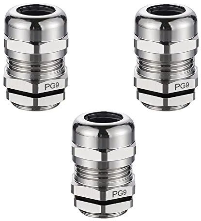 SRJQXH 3 Stück PG9 Kabelverschraubung, IP68 Kabeldurchführung Wasserdicht, 15,2mm Messing Staubdichte Kabelverschraubung Einsetzbar für 4-8mm Kabelanschluss