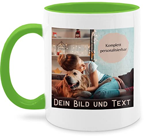 Tasse Tassen 325ml - eigenem - Foto Bild Geschenk I Dein Bild und Text - 325 ml - Hellgrün - fototasse customized mug with photo selbst drucken logo kaffeebecher bildtasse freundschaftstasse