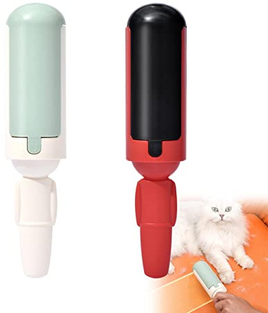 Lot de 2 rouleaux anti-peluches pour poils d'animaux : rouleau anti-peluches réutilisable pour poils de chat et de chien, brosse à peluches pour poils d'animaux, convient pour brosse à peluches pour