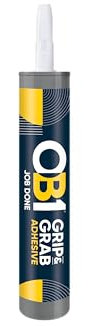 OB1 Grip & Grab Adhesive White - Multi Surface High Grab Adhesive - Strong Instant Grab - No Nails Required - Weather Resistant - Food Safe Formula - Interior & Exterior - Solvent Free - 290ml
