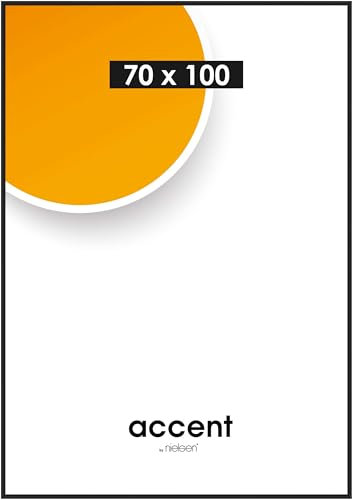 accent by nielsen Bilderrahmen, 70 x 100 cm, Kunststoff, Schwarz, Posterrahmen zum Aufhängen im Hoch- & Querformat, Echtglas, Colorado Uni