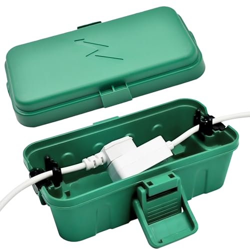 Hrensaw Kleine wetterfester Elektrischer Anschlusskasten(Innenmaße: 14x7,5x5,5cm), IP54 wasserdicht Kabelsicherheitsbox Zum Schutz Von Zeitschaltuhren,Verlängerungskabeln,Festliche Lichter,Grün