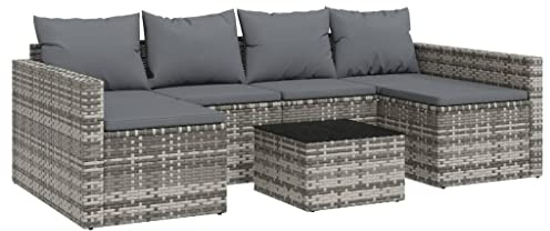 vidaXL Loungegrupp med dynor 2 delar grå konstrotting