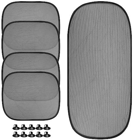 Auto Sonnenschutz Baby, LNSYSNS 5 Stück Sonnenschutz Auto Kinder mit 10 Saugnäpfen, 45x36cm Sonnenschutz Auto Seitenscheibe, Schwarz Sonnenschutz Hinten Autofenster Blockieren Sie Effektiv UV Schutz