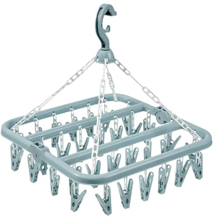 Supatmul Stendibiancheria con 32 Pinze, Stendino Girevole da Appendere, tendibiancheria Pieghevole, Stendino per Calzini, Stendino da Balcone Plastica per Bambini, Piccoli Articoli di Biancheria