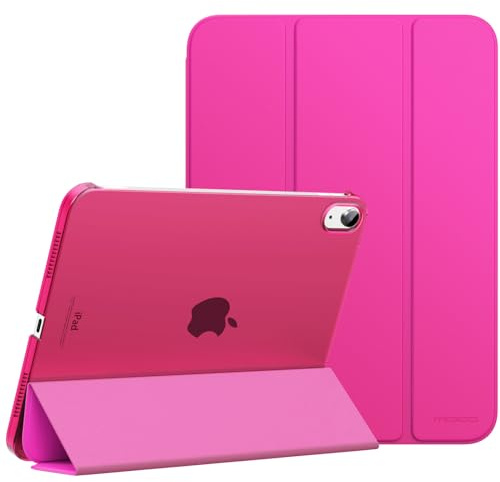 MoKo Hülle für iPad (A16) 11. Generation 11 Zoll 2025, iPad 10. Generation 10,9 Zoll 2022, Schlanke Stand Schutzhülle mit Hart PC Transluzenter Rückseite, Pitaya Rot