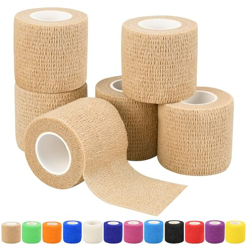 2 Self Adhesive Bandage Wraps, 6pcs 5 Yard Breathable Elastic Wraps, Skin Color Vet Wraps