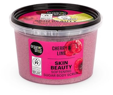 Organic Shop 250ml Body Scrub Skin Beauty Softening Cherry & Lime
