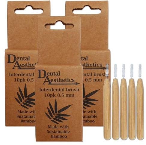 Interdentalbürsten aus Bambus, 3 Packungen ~ 10 Bürsten pro Packung (0,5 mm)