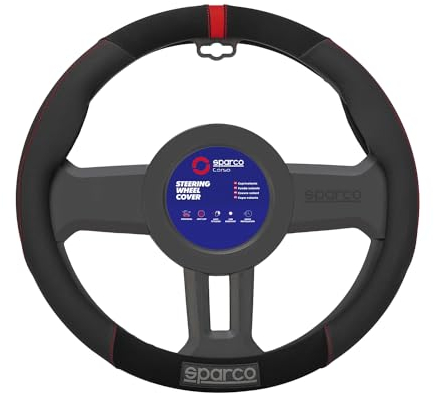 SPARCO Lenkradbezüge Lenkradschoner Lenkradschutz Schwarz Rot Gummi Suede