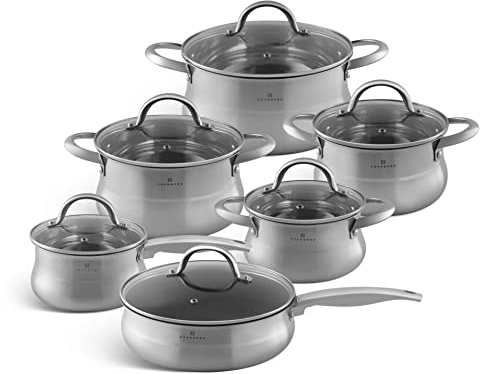 EDENBERG EB-002420 Lot de 12 casseroles à induction avec revêtement anti-adhésif pour plaques à induction