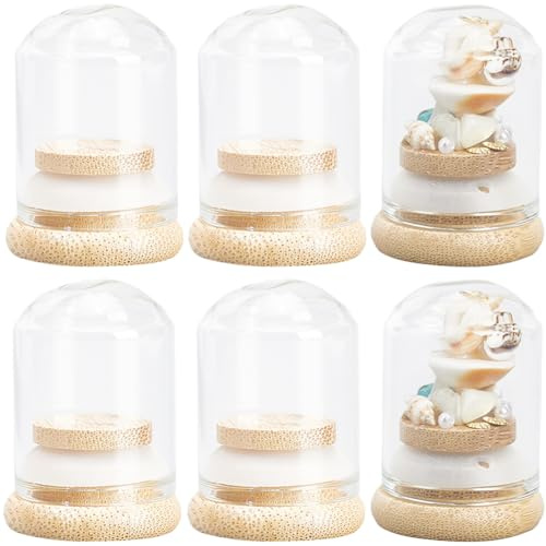 SUNNYCLUE 10 Stück Mini Kuppelglas 30x40 mm Kleine Glaskuppel Mit Bambusboden Glasglocke Klares Glas Display Kuppel Cloche Mini Glasglocken Für Hochzeit Zuhause Flüssigkeiten Weihnachten Party Gastges