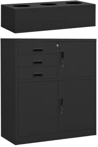 THOYTOUI Büroschrank, Werkstattschrank Stahlschrank Kleiderschrank Werkzeugschrank Geeignet für Lagerhaus Garagen Schulen Supermärkte mit Pflanzkasten Anthrazit 90x40x125 cm Stahl