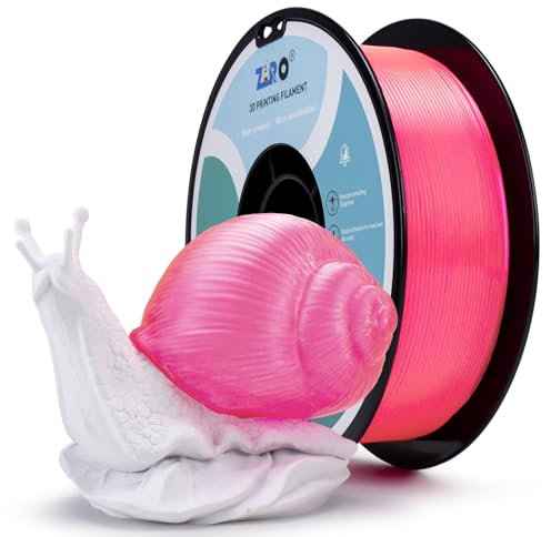 ZIRO PLA Filament 1.75mm, Transluzentes 3D Drucker Filament Kompatibel mit Den Meisten FDM 3D Druckern, 1KG(2.2lbs) Spule, Maßgenauigkeit +/- 0.03mm, Transluzentes Rosa