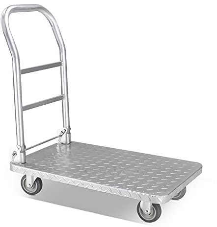 Plattform-Sackkarre Plattformwagen mit klappbarem Griff und 360-Grad-Schwenkrädern Stahl-Schiebehandwagen zum Beladen und Aufbewahren Sackkarre Schiebewagen zum Beladen (Größe: 70 * 46) (70
