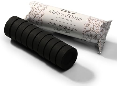 Charcoal Briquettes for Bakhoor (Quick Light Coal) - Bamboo Charcoal for Frankincense and Resin Incense Burner - Small Tablets Single Roll (10 Discs)