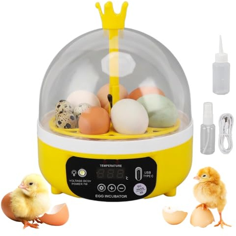 Tissting Automatic Egg Incubator Holds 4 Large or 8 Quail Eggs USB Powered - Compact Poultry Egg Hatching Machine with Temperature Control & Egg Candler for Chicken Duck Quail Eggs