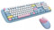 Zienstar-Pack de Teclado y Ratón Inalámbrico Español,Tecla Redondas Retro Vintage,Multicolores-Azul