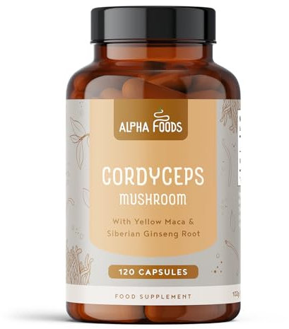 Cordyceps Sinensis 4000mg (Extrait 4:1) | 120 Gélules | Haute dose & Bioactif | Zinc, Maca Jaune & Racine de Ginseng Sibérien | Alternative à la poudre de champignon | Végétalien | Alpha Foods