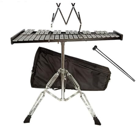 HDYNUZ 37-Noten-Glockenspiel-Xylophon mit verstellbarem Ständer, Schlägeln und Tragetasche, Schlaginstrumenten-Set für Anfänger