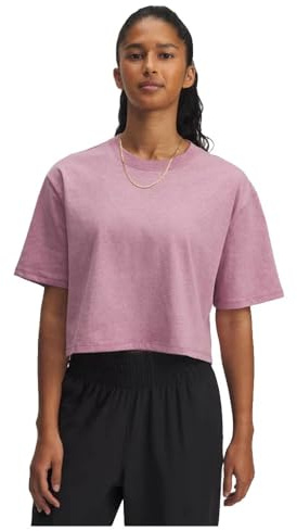 Under Armour Camiseta de Manga Corta Rival para Mujer, Fucsia Dusk Light Heather/Negro/Blanco, M