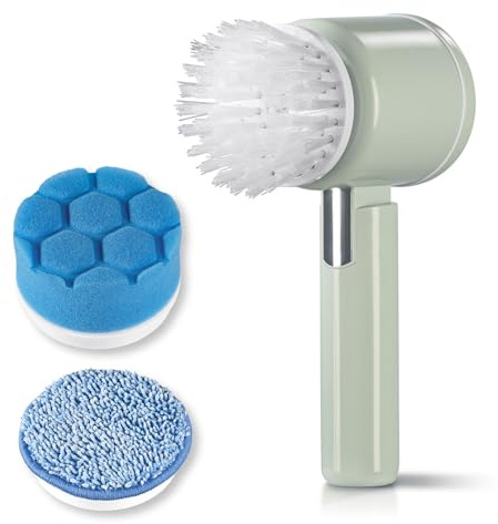 CLEANmaxx Akku-Reinigungsbürste mit 3 Aufsätzen | elektrische Reinigungsbürste mit 2 Geschwindigkeitsstufen | 180/205 U/min, USB-C-Ladeanschluss, kabellos