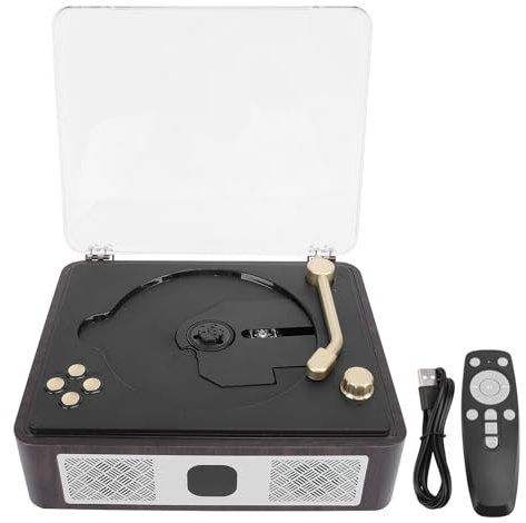 Lettore CD Vintage, Lettore CD retrò Portatile con Altoparlanti, Lettori CD Desktop Ricaricabili con Telecomando, Supporto SPDIF, USB, AUX, Jack per Cuffie