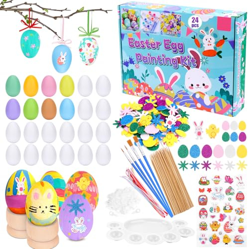 Dreamtop 164PCS Easter Egg Decorating Kit, Plastic Eggs to Decorate with Box Easter Stickers, Easter Egg Decorations Easter Crafts, Home, DIY Decor Easter Activities