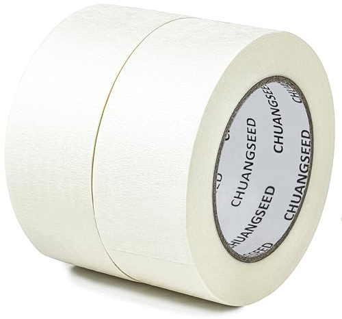 CHUANGSEED White Abdeckband 48mmX50m 2 Rollen, Kreppband für Malerarbeiten und Renovierungen-Leicht Abnehmbar Abklebeband - Malerband Wasserdicht weiß abdeckband lackieren auto