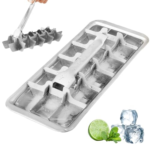 Stainless Steel Ice Cube Trays 18 Slot Metal Ice Cube Tray Easy Release Maker with Removable Slots for Bars & Kitchens DIY Cubes and Frozen Foods, Metal Trays, Stainless Steel