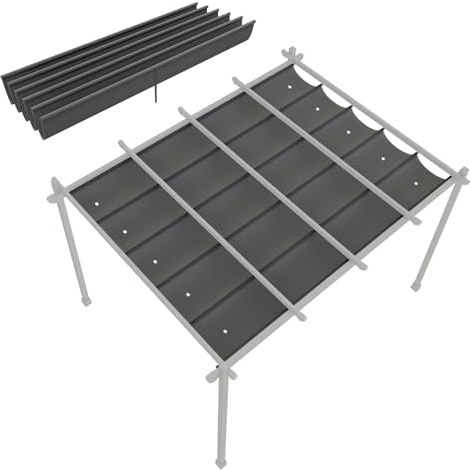 Techo de Recambio para Pérgola de 3 x 3 m, Toldo Retráctil Impermeable con Orificios de Drenaje para la Lluvia(Grey,3x3.65M/10x21FT)