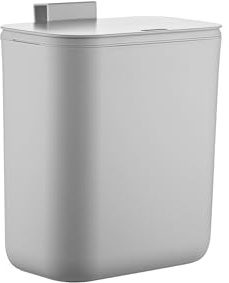 Relaxdays Küchenmülleimer, 9 L, hängender Komposteimer, für Biomüll & Restmüll, Türmüllbehälter, Kunststoff, grau