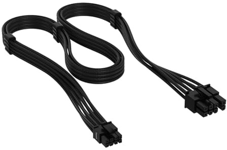 Corsair Elite Premium Type 5 Individually Sleeved PCIe 8-Pin (6+2 Split) PSU Cable – Low-Profile Cable Combs, Triple-Mesh Paracord Sleeve, Compatible Type 5 PSUs – Black