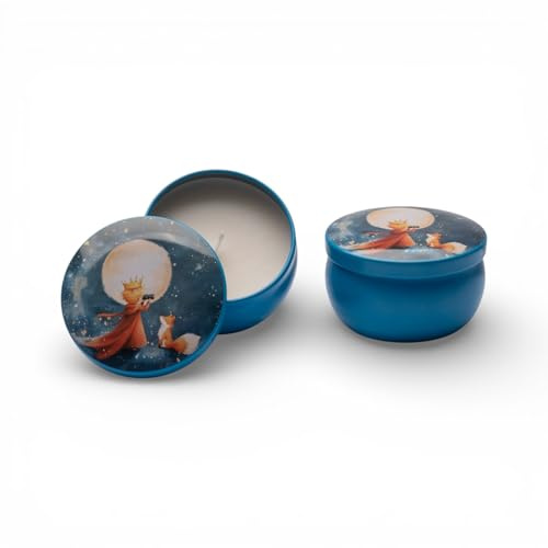 Doni Bomboniere Baptism 1 Piece Candle in Tin Box First Communion with Little Prince and Fox Looking at the Moon Complete Original Gift Ideas Cheap