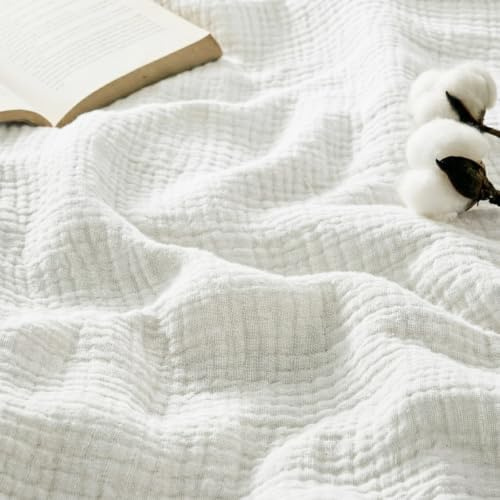 SEDEX Musselin Decke 150x200 cm 6-lagig – Tagesdecke 150x200 & Kuscheldecke Baumwolle, Muselindecke Erwachsene 100% Baumwolle, vorgewaschen, Bettüberwurf Sofadecke Couch Überwurf, Ganzjährig Warm