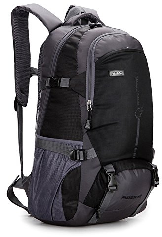 TianMai Wasserdichter Rucksack mit Wanderrucksack Fassungsvermögen aus strapazierfähigem Nylon Großer Trekkingrucksack, perfekt zum Wandern, Bergsteigen, Reisen und für Sport und Camping. (Black)