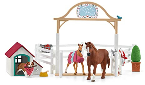 SCHLEICH 42458 Horse Club Hannahs Gastpferde mit Hündin Ruby, für Kinder ab 5-12 Jahren, Horse Club - Spielset